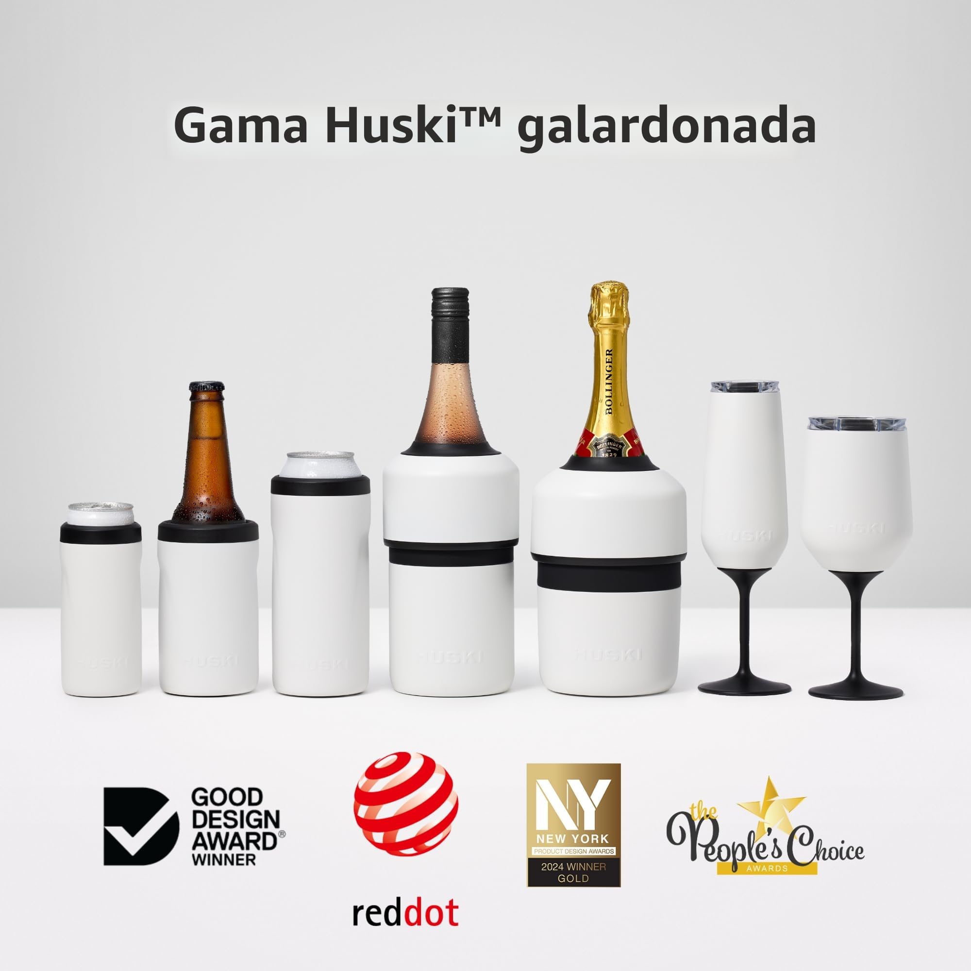Huski Enfriador de champán | NUEVO | Diseño galardonado sin hielo con tapón de botella desmontable | Mantiene el vino frío hasta 6 horas | Se adapta a la mayoría de botellas de champán, Prosecco y