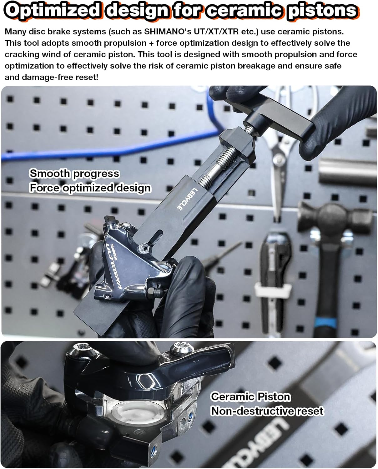 Bike Piston Reset Tool for Dual-Piston Calipers – Flat Push Design Ensures Even Pressure, Prevents Piston Misalignment, 7075 Aluminum Bicycle Brake Caliper Tool for Shimano & MTB Repairs