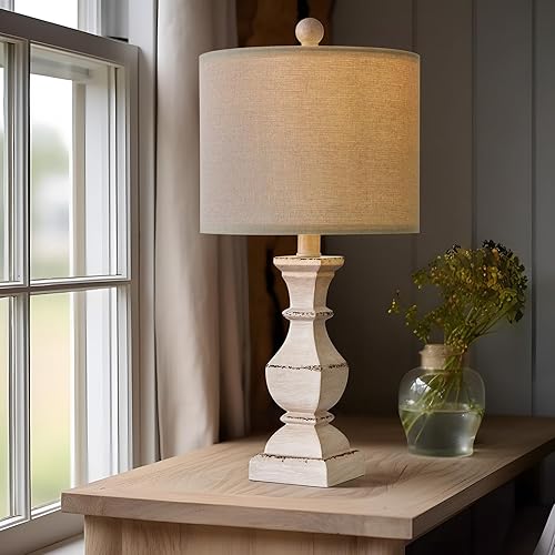 Miniatura 6 de PoKat Lámpara de mesa de granja de 20.5 pulgadas, lámparas de noche vintage para dormitorio, lámparas rústicas de mesa auxiliares pequeñas para sala