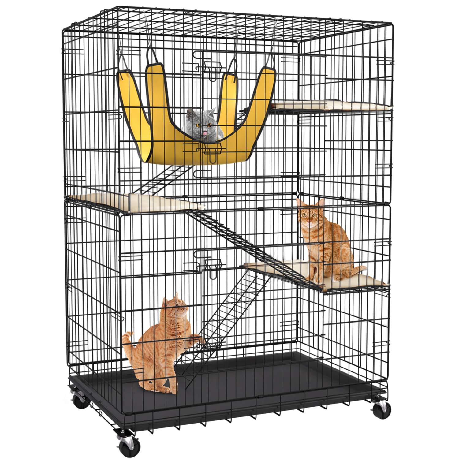 Homey Pet 50 Inch Cat Crate Indoor, Collapsible Cat Kennel Cage