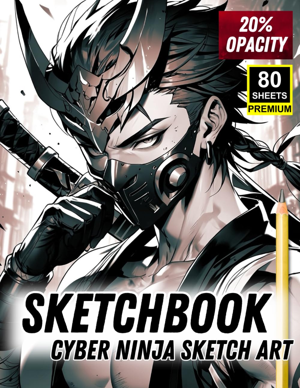 Sketchbook: Cyber Ninja Sketch Art – 20% Opacity Tracing Templates for Pro-Level Practice: 80 Premium Sheets | Futuristic Ninja Character Art | 20% Visibility for Clean Tracing