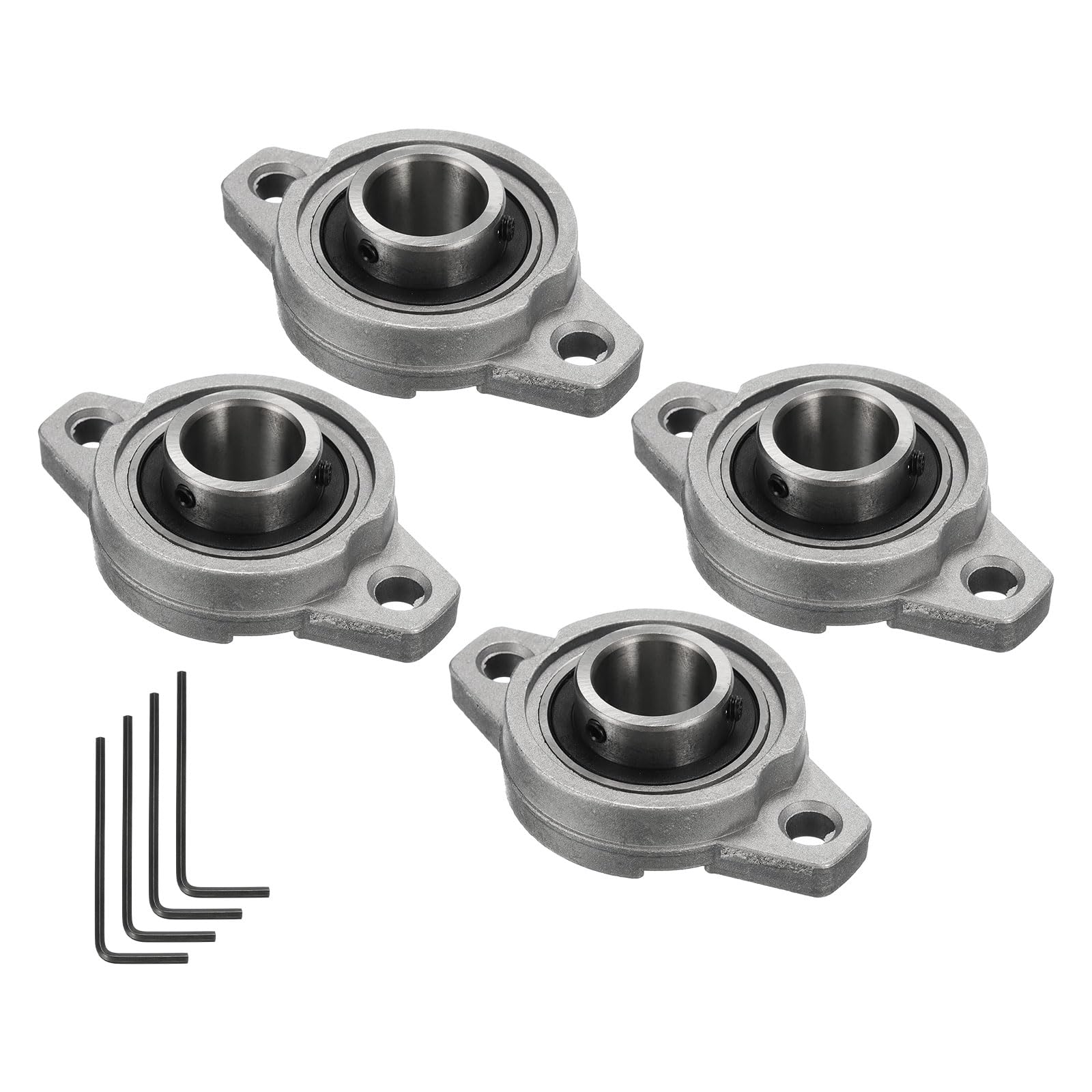 uxcell 4pcs KFL003 Flanged Pillow Block Bearings 17mm Bore, Zinc Alloy Self Aligning Flange Mounted Bearings