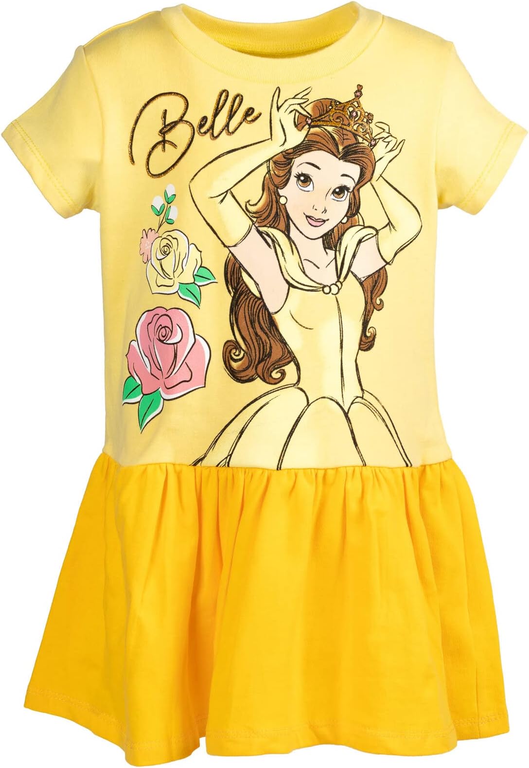 Disney Princess Moana Cinderella Ariel Rapunzel Elsa Anna Jasmine Belle Girls French Terry Dress Toddler to Big Kid
