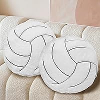 Vista 14 de Almohada de voleibol, suave y esponjosa, almohada de felpa redonda de voleibol, almohada deportiva, almohada decorativa en forma de voleibol