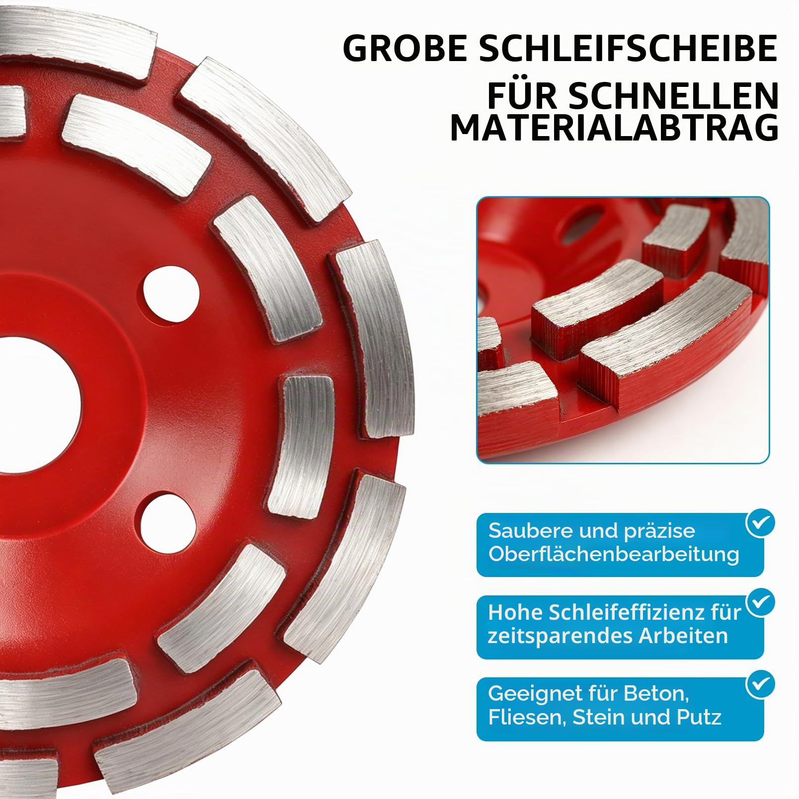 125/150 mm Diamant-Schleiftopf Set mit Absaughaube, Winkelschleifer Schleifscheiben Grob & Fein, Beton Schleifen Set mit Staubabsaugung, Adapter, Schlüssel & Zubehör für Stein, Fliesen, Beton