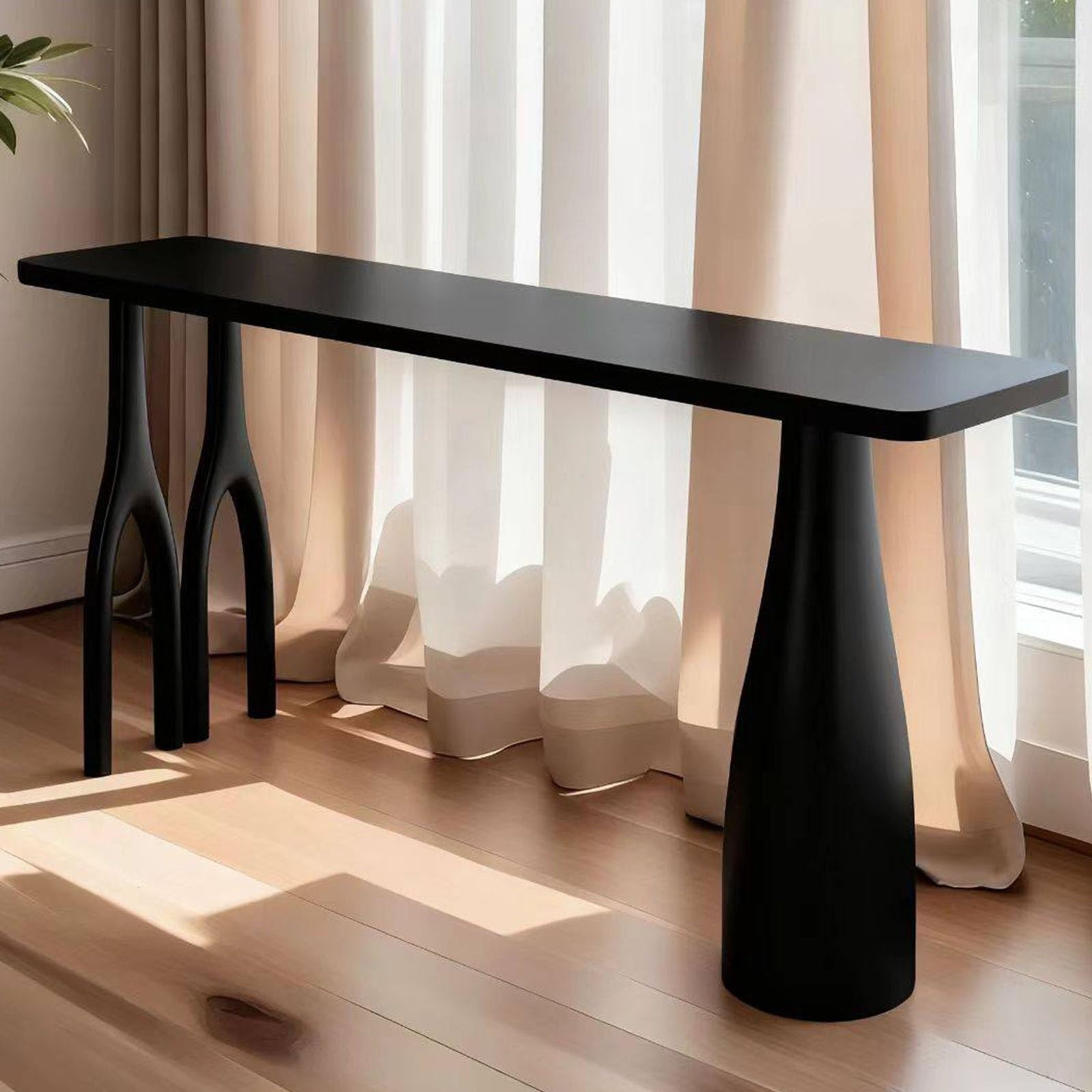 Penisola Cucina, Tavolino Alto e Stretto per Piccoli Spazi, Cucina, Soggiorno, Robusto e Durevole, Facile da Montare, Nero(120x105x45cm/47x41x17inch)