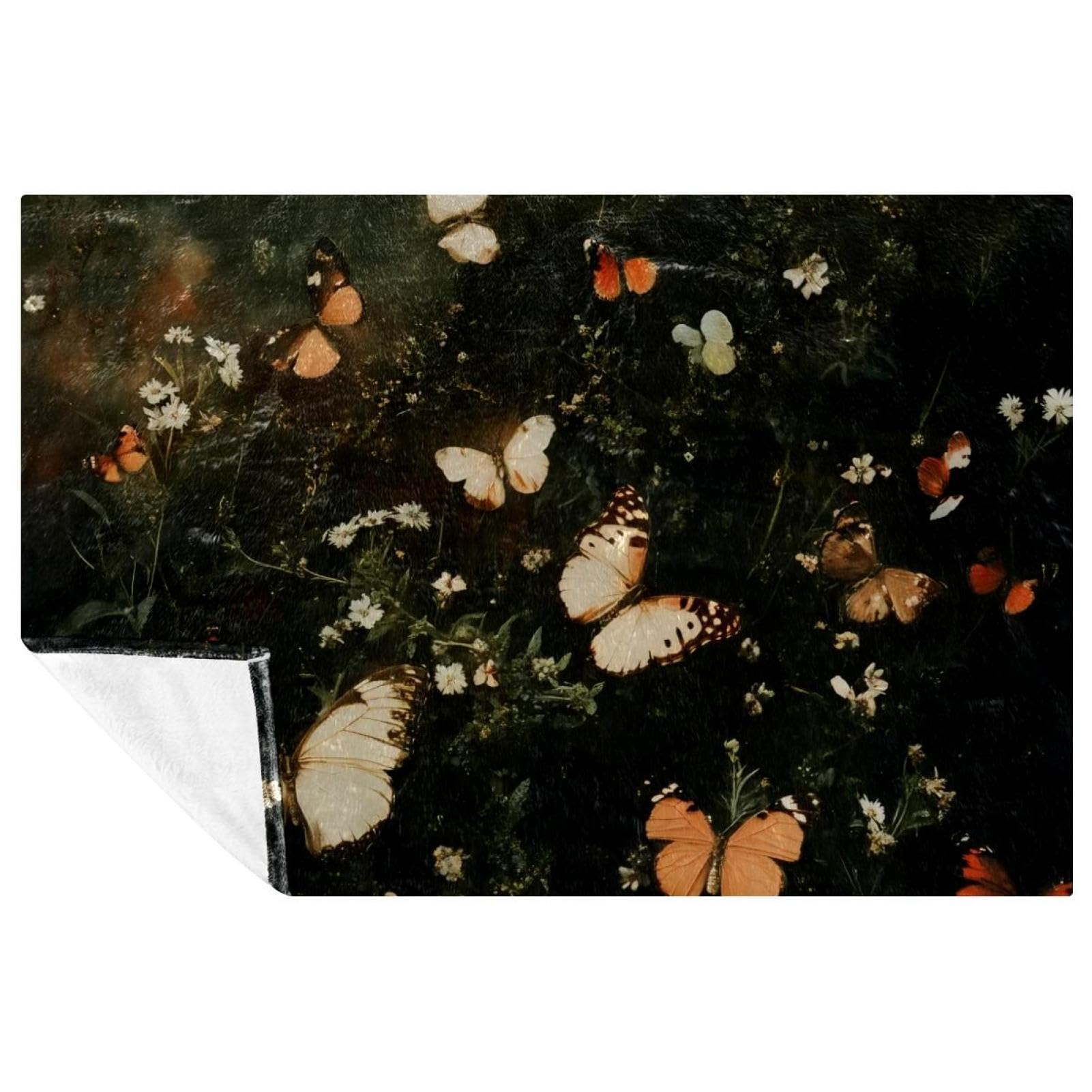 Couverture chaude imprimé papillon sur marguerite pour lit et canapé