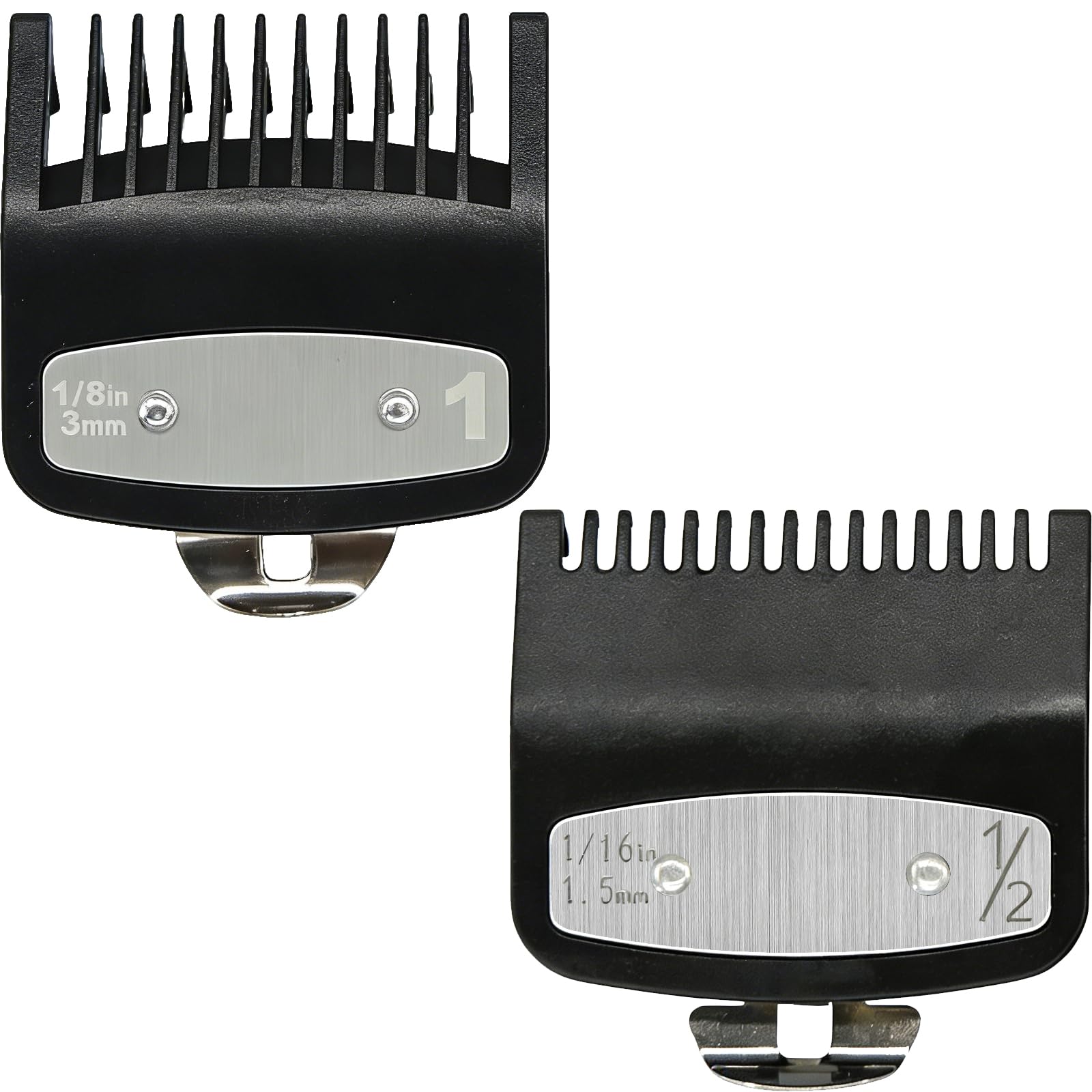 Replacement for Clipper Guards Set Compatible with 1 clipper guards,1/2 clipper guards,Guide Comb Attachment 1/8"(3.0 mm),1/16" (1.5 mm),for Barbers and Stylists,Black-2 PCS