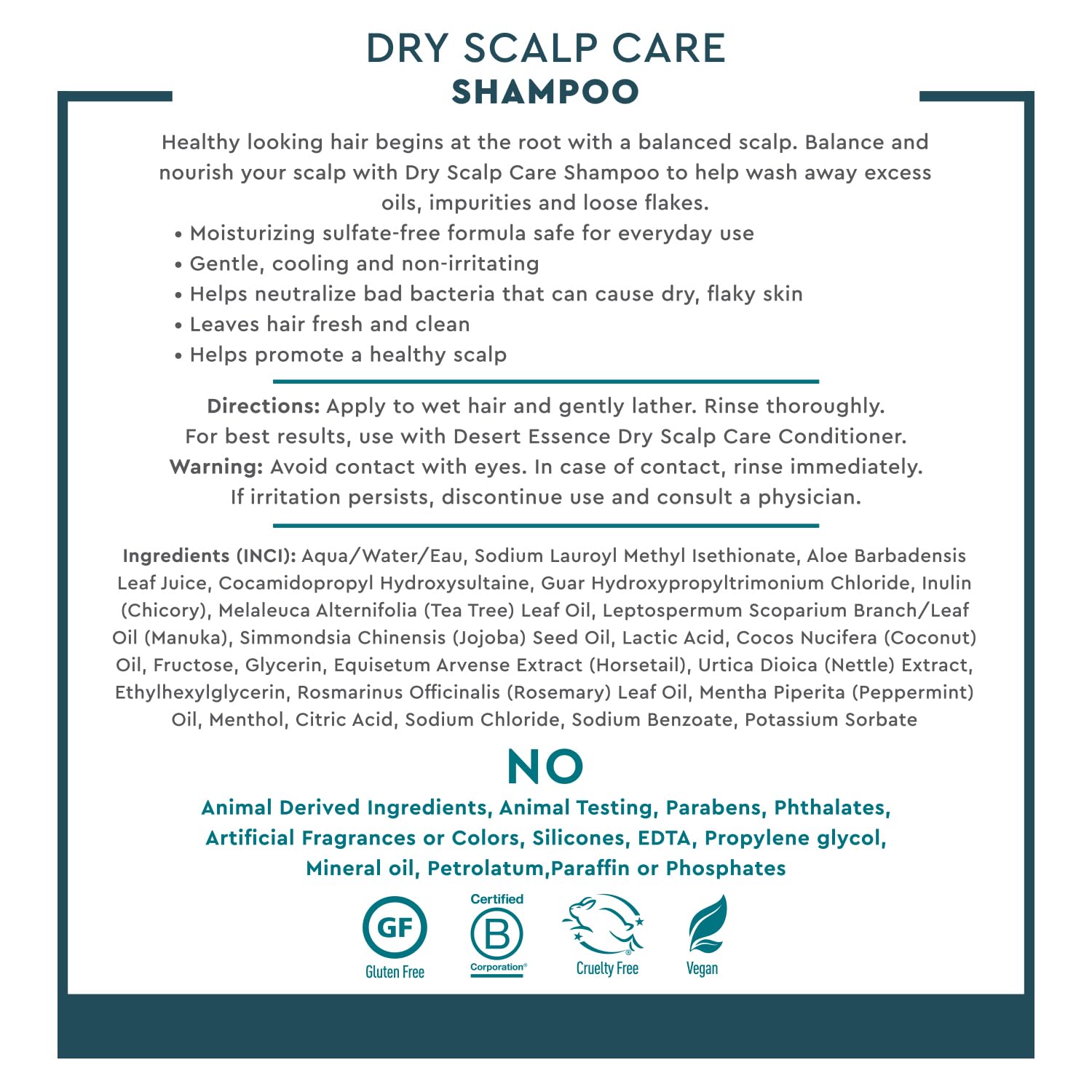 Desert Essence Dry Scalp Care Shampoo, Cleanse and Hydrate Hair and Scalp, Fights Flakes, Improves Hair Volume, Strength and Texture, - 8 Fl. Oz. Bottle - Image 3