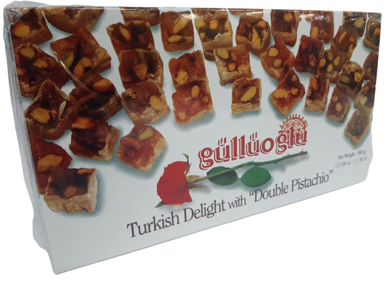 Gulluoglu Turkish Delight, 17.6oz - 500gr, daily fresh shipment from Istanbul/Turkey (Double Roasted Pistachio)