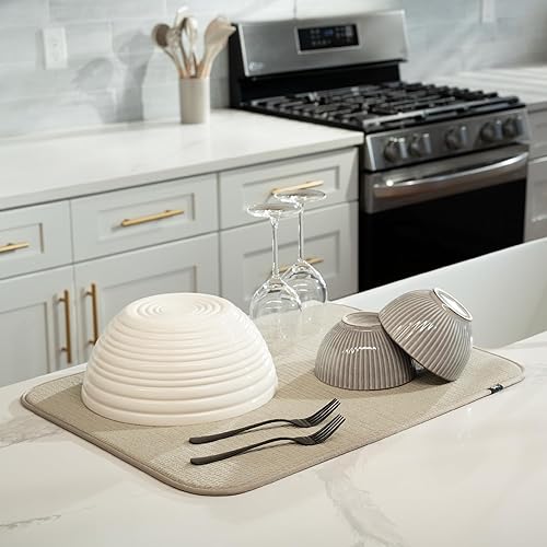 Miniatura 45 de S&T INC. Tapete de microfibra para secado de platos, reversible y absorbente para cocina, de 16 x 18 pulgadas, color negro