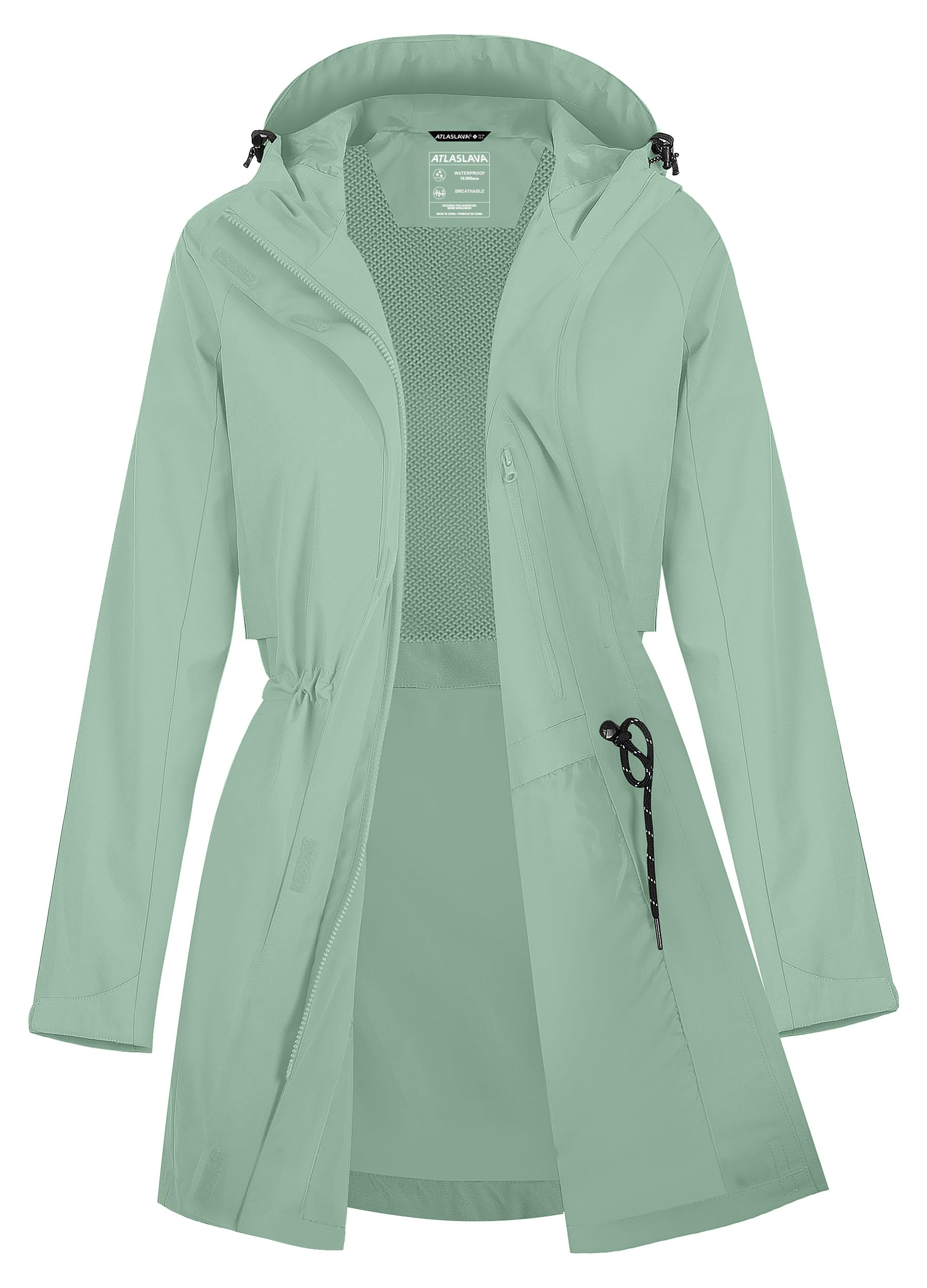 Zdoynto Regenjacke Damen Lang Softshelljacke Regenmantel Frauen Wasserdicht Jacke Trenchcoat Windbreaker Leichte Übergangsjacke Mantel S-3XL
