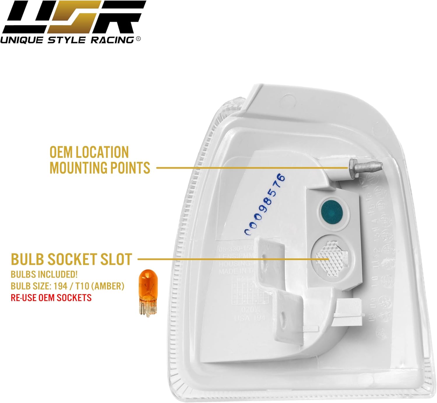 USR 01-06 Ranger Pickup Corner Light – CLEAR Corner Lamps (Left + Right) Pair - Compatible with 2001-2006 Ford Ranger Pick Up Truck All Models (CLEAR CORNER LAMPS – True Plug & Play)