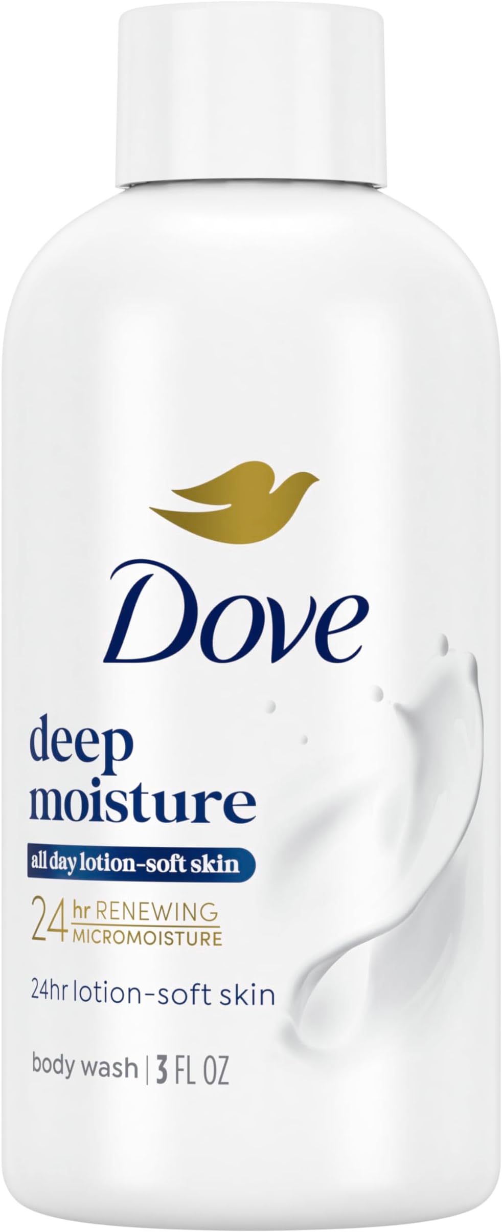 Dove Body Wash Deep Moisture for 24hr Lotion-Soft Skin Moisturizing Skin Cleanser with No Sulfates No Parabens 3 oz