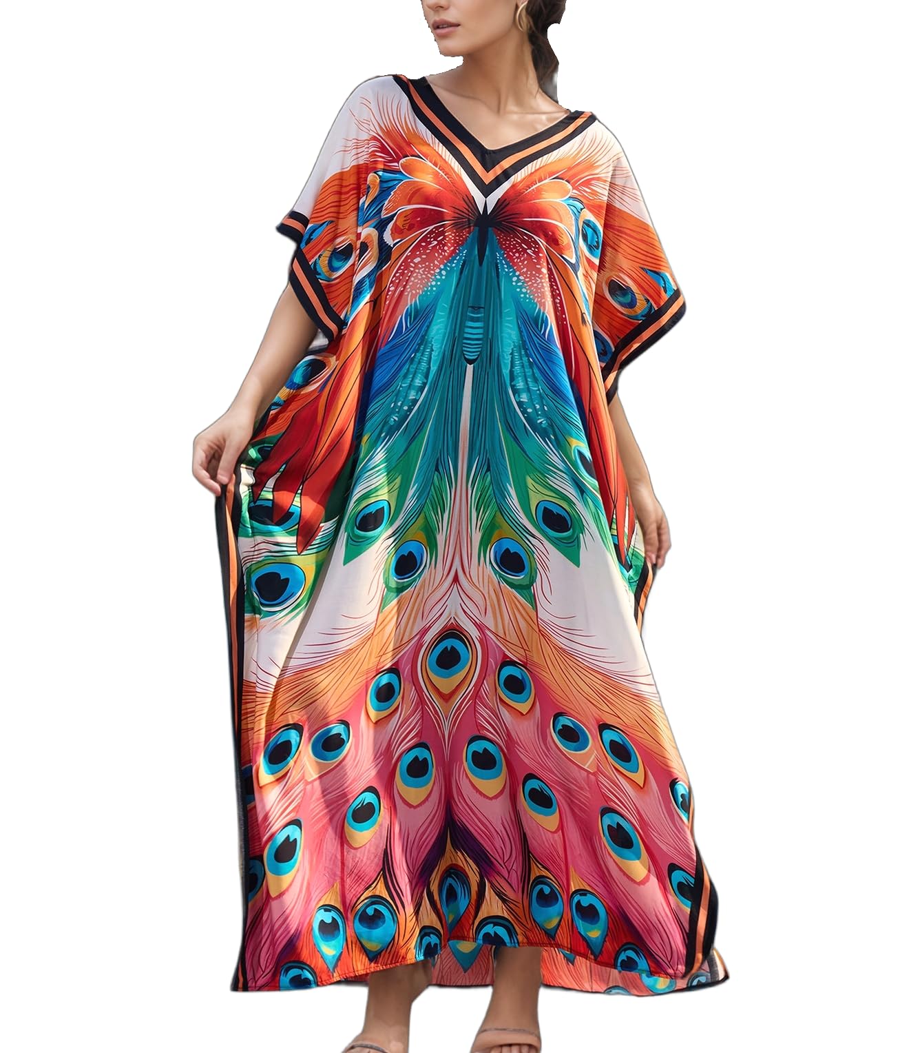 NFVNKJ Women's Plus Size Beach Lounge Kaftan Maxi Dress Swimsuit Coverup for Women