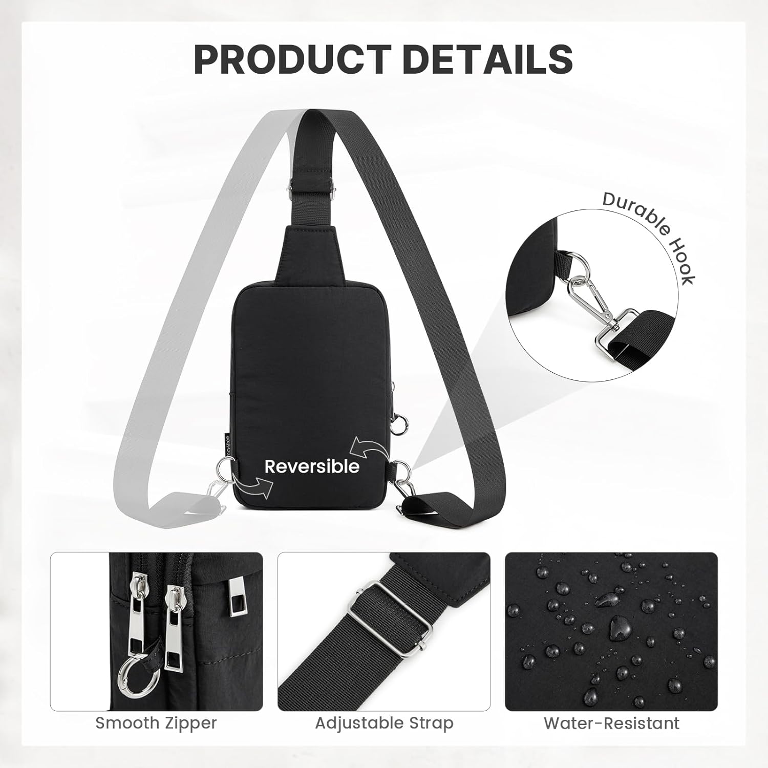 G4Free Small Sling Bag for Women Travel Anti Theft Crossbody Bags with RFID Blocking Card Slots, Black