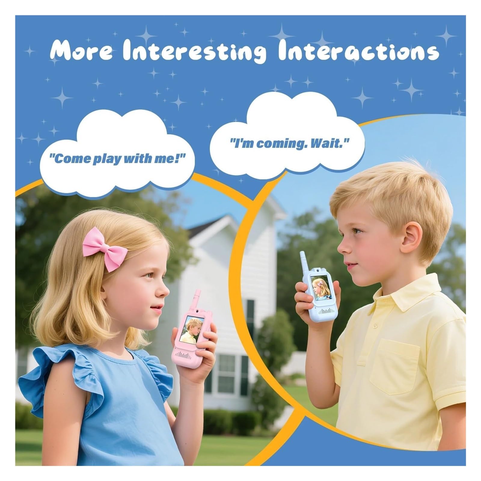 Walkie-Talkie con Video for niños con cámara y Pantalla, Compatible con Cambiador de Voz, de Largo Alcance, Ideal for cumpleaños de niños y niñas.(2pcspink)