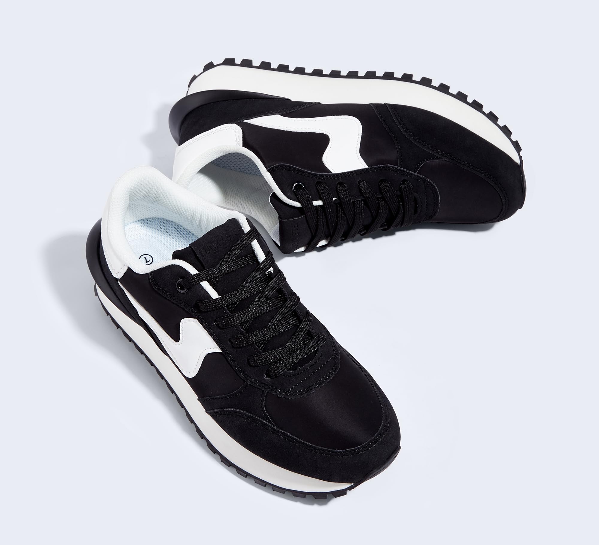 LUCKY STEP Damen Plateau-Sneakers im Retro-Tennis Stil | Bequeme Freizeit- & Laufschuhe mit Dicker Sohle | Langlebiges Design für Stadt, Alltag und Sport