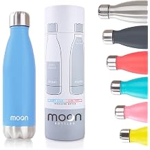 moon bottles - Insulated Water Bottle that Lasts Forever - 18/8 Stainless Steel Vacuum Flask - Double Walled Drink Bottle - Thermal Metal Flasks, Leakproof, 24hrs Cold & 12 Hot 260ml, Sky Blue