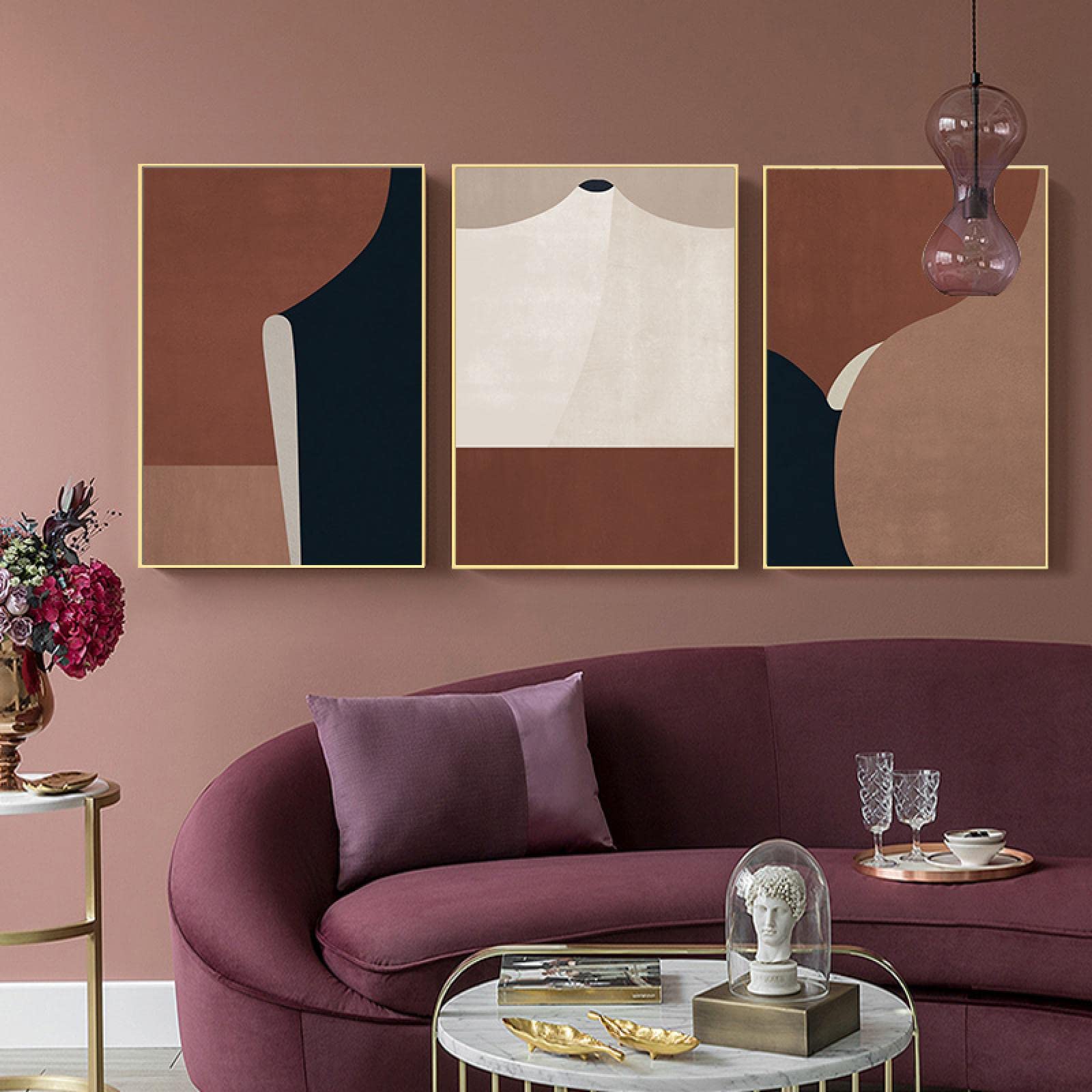 Affiche imprimer mur photo abstrait géométrique salon déco triptyque 30x45