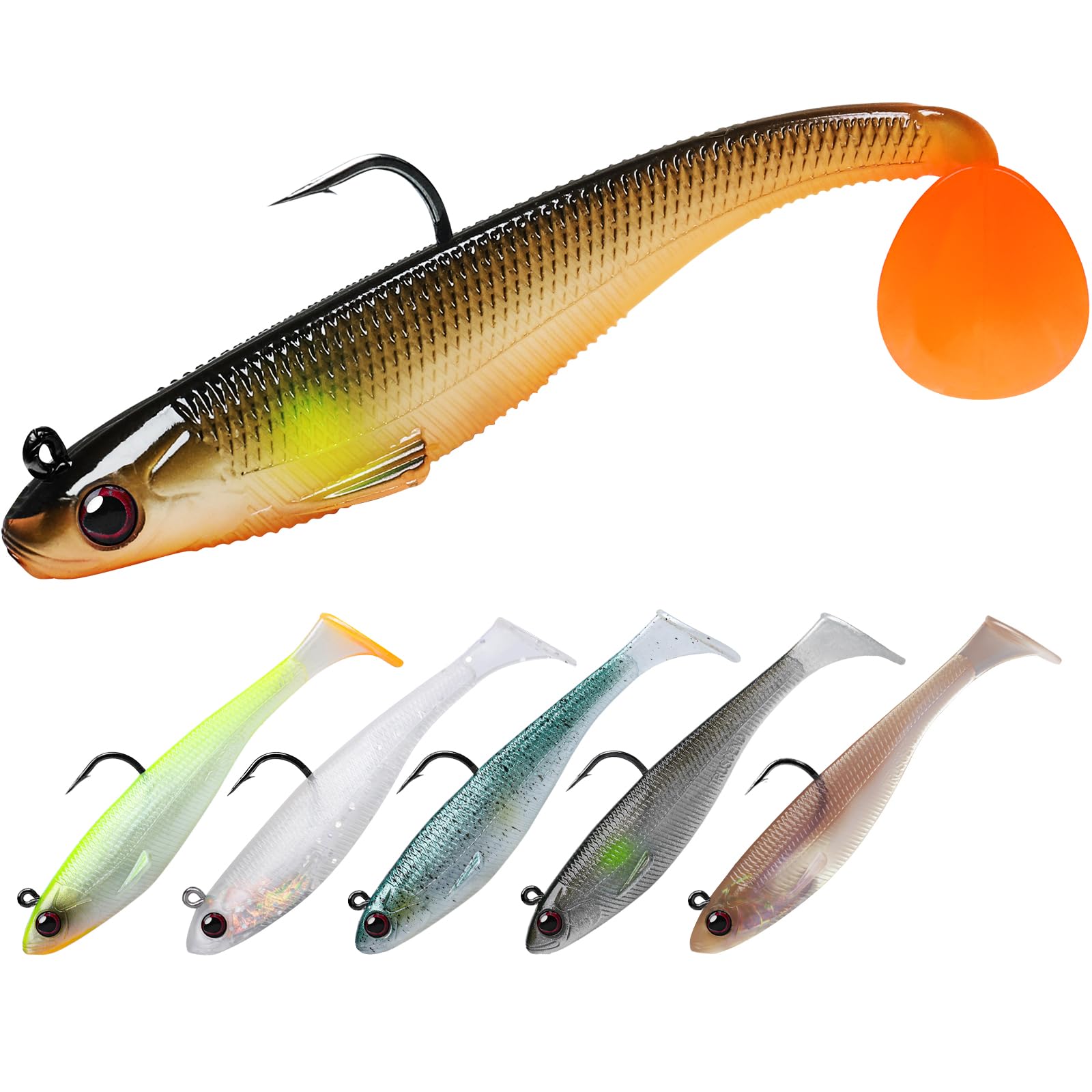 truscend easy catch pre-rigged soft lures unique vibrating swim action and trembly sinking move for more bites amazing soft swimbait for family fishing fishing lures for bass trout crappie walleye