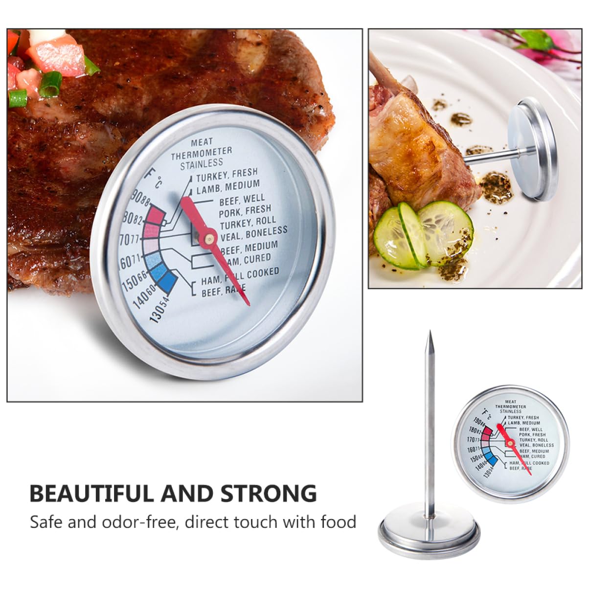 Cabilock 5pcs Meat Thermometer Probe for Accurate Beef Cooking for Kitchen and BBQ Use -Grade Design for Direct Food