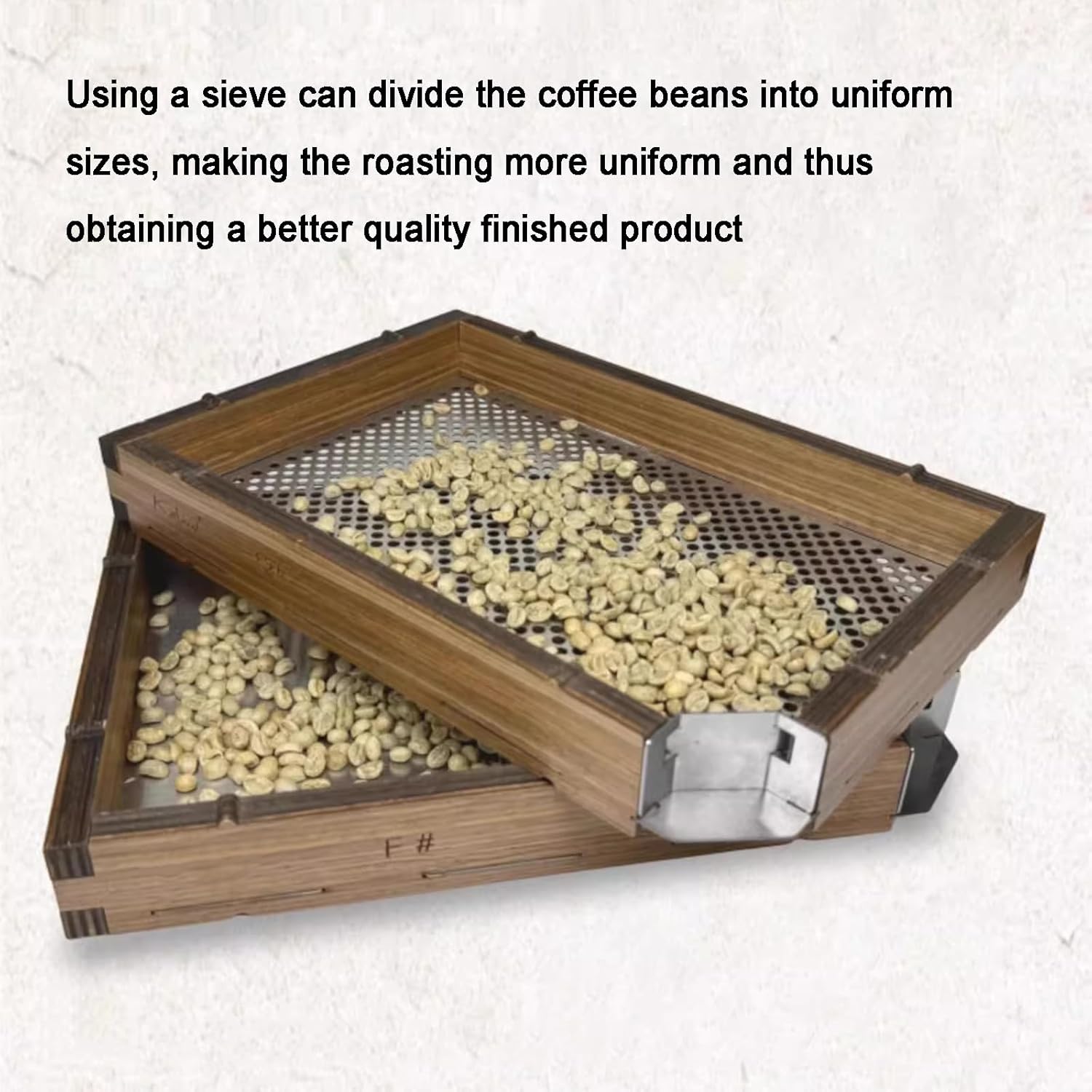 Coffee Bean Grading Sieve, Round Hole Bean Sifter, with 10 Layers of Meshes(12-21 Mesh), Stainless Steel Screen and Wooden Frame, for Precise Baking, Home Coffee Shop Use