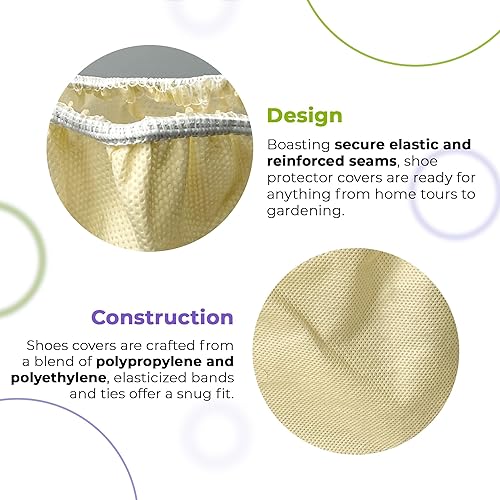Miniatura 4 de AMZ Medical Supply Fundas desechables antideslizantes para zapatos, 18 pulgadas, paquete de 20 (10 pares), fundas amarillas impermeables para botas