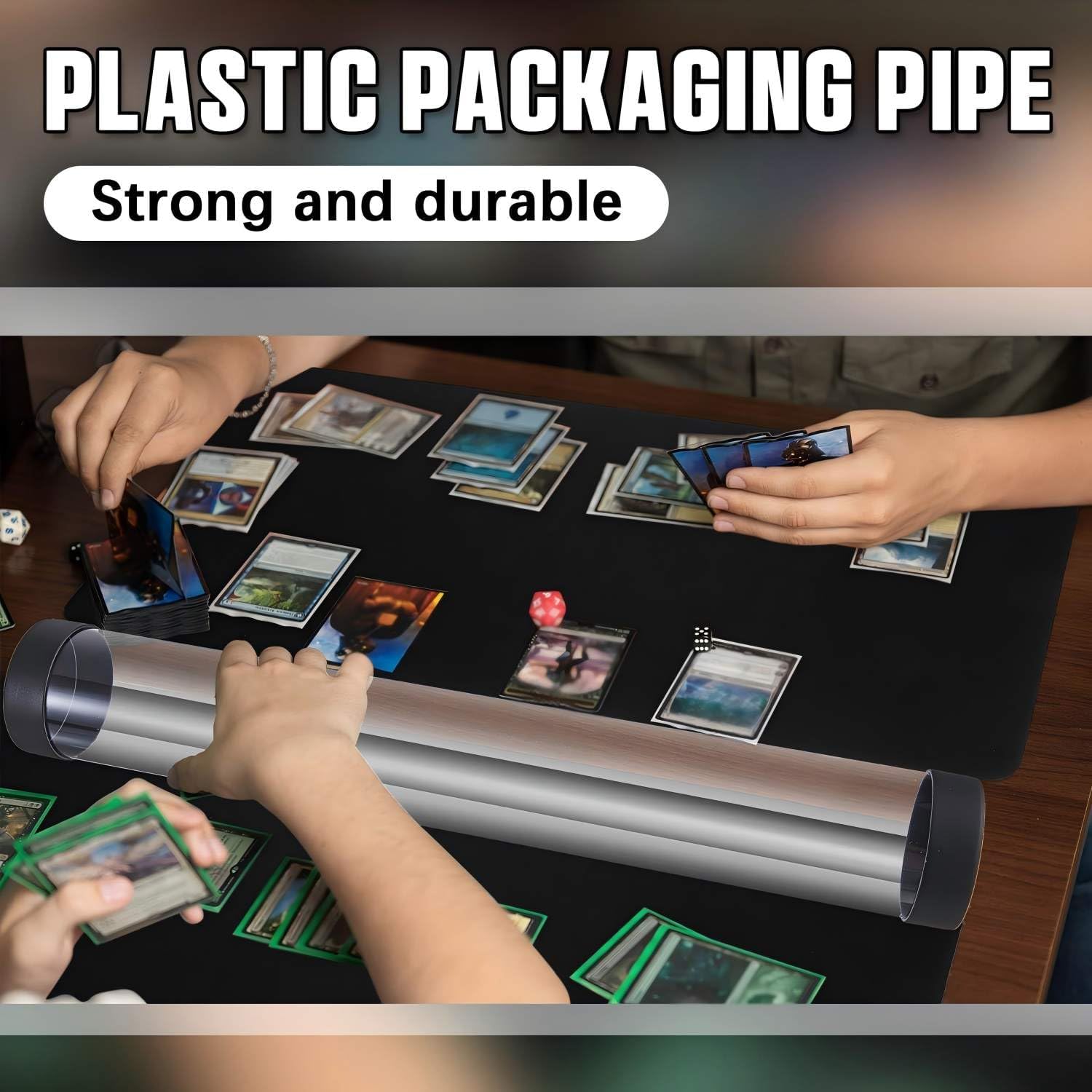 Barydat 8 Pcs Playmat Tube Round Compatible with MTG Play Mat Holders 16.14 Inch Playmat Case TCG Clear Artwork Tube for Card Game Storage Toy Card Play Mat Tubes for Gaming, Easy in and Out Design
