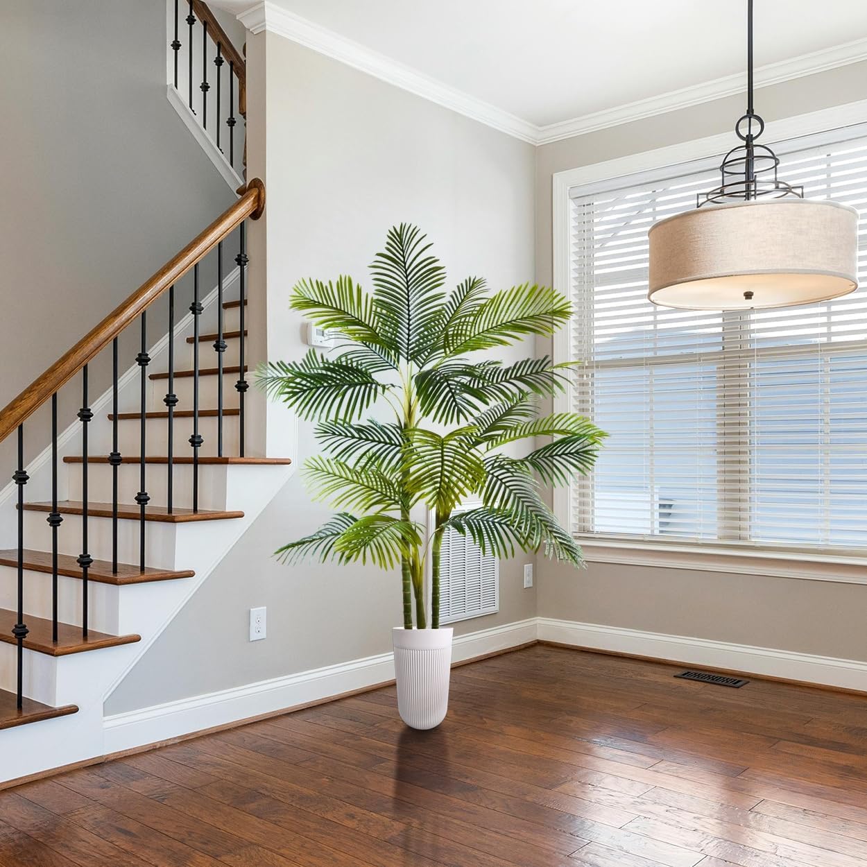 Artificial Palm Tree, 7ft Fake Areca Palm Plant with Basket, Large Faux Phoenix Palm UV Resistant Plants for Indoor Outdoor Home Garden Patio Office Décor - Image 5