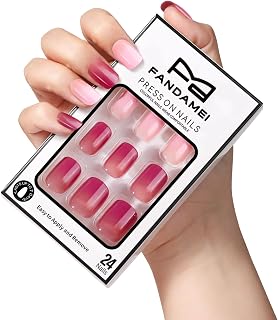 FANDAMEI Short Press on Nails, 24PCS Press on Nails Short Round, 12PCS Purple with 12PCS Pink Glossy Natural Fit Lightweight Gel Square