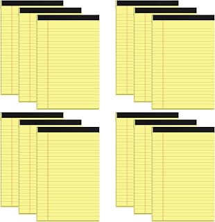 Small Yellow Legal Pads 5×8 – 12 Pack College Ruled Notepads with Perforated Pages and Double Sided Printing, Ideal for Work, Study, 80gsm Premium Thick Paper, Writing Pads 5"x8" 30 Sheets/60 Pages