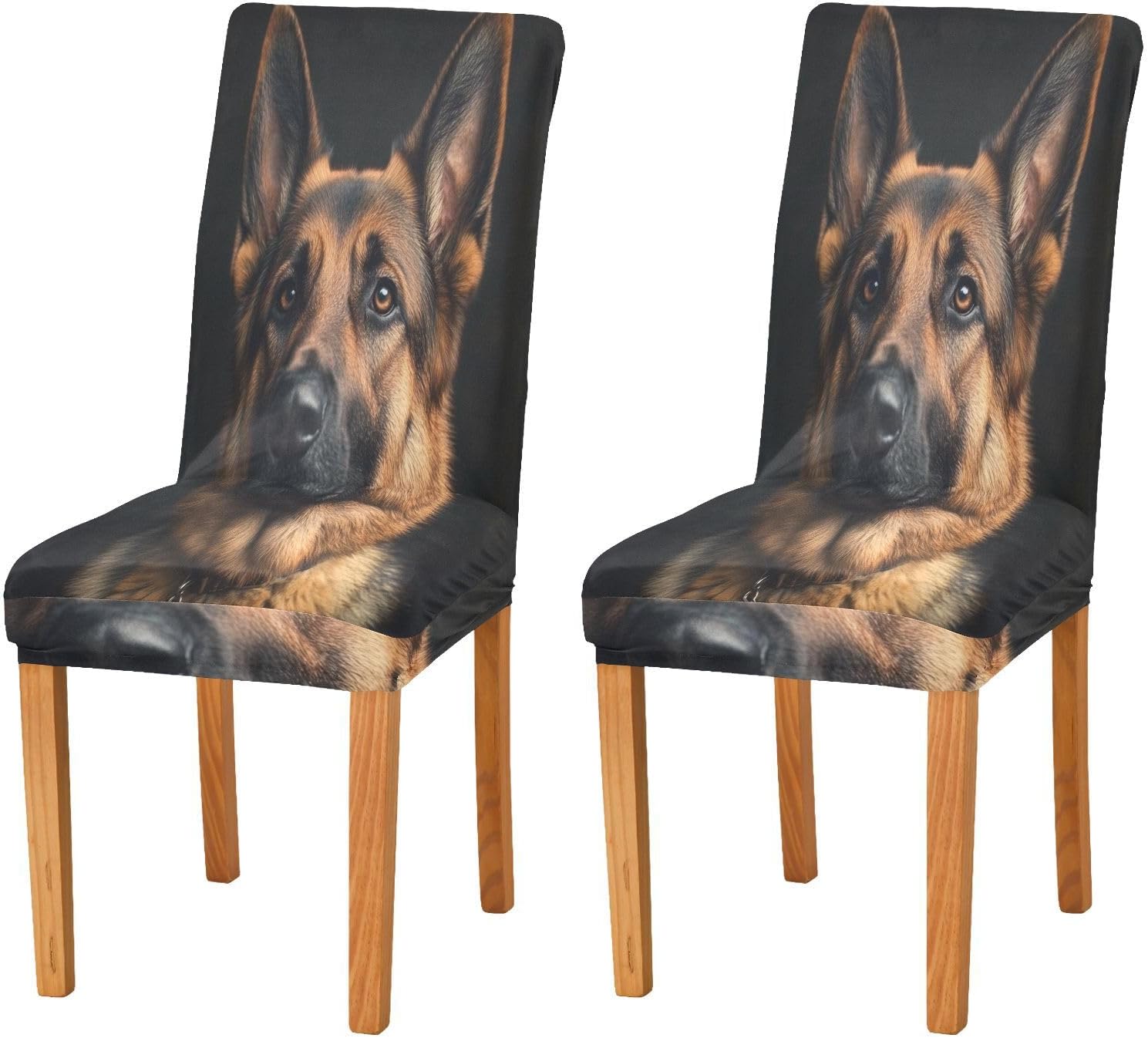 ALAZA Chair Covers for Dining Room, German Shepherd Dog Portrait Stretch Chair Cover Sets Chair Protector Removable Washable for Ktichen Restaurant Hotel