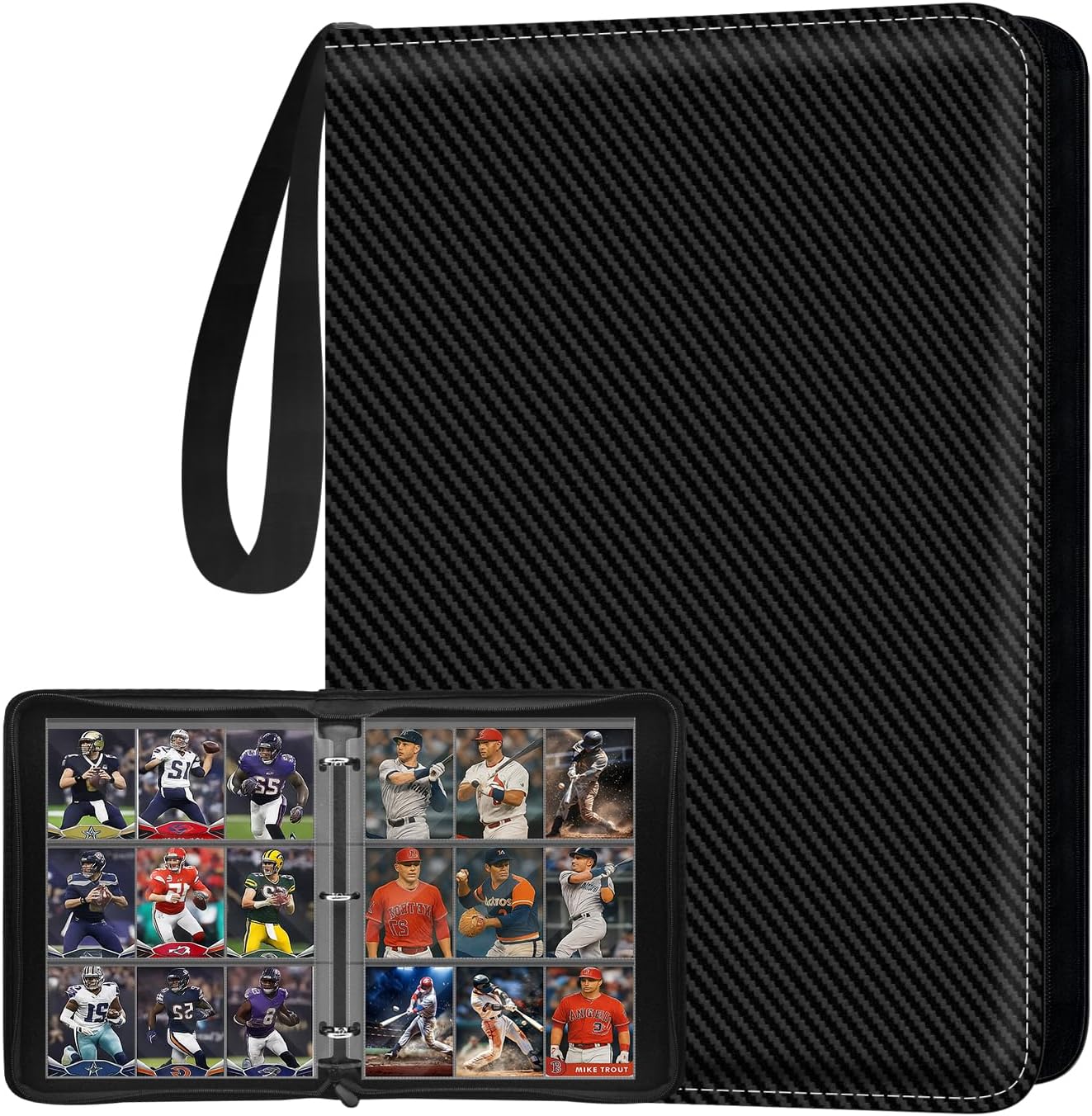 Trading Card Binder 9 Pocket, Toploader Binder with 900-Capacity Double-Sided Sleeves, Top Loader Binder for Cards, Baseball, Football, Sports, MTG, TCG Collector Album.