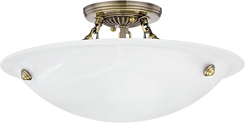 Miniatura 2 de Livex Lighting 4273-01 Oasis - Soporte de techo con 3 luces, latón antiguo