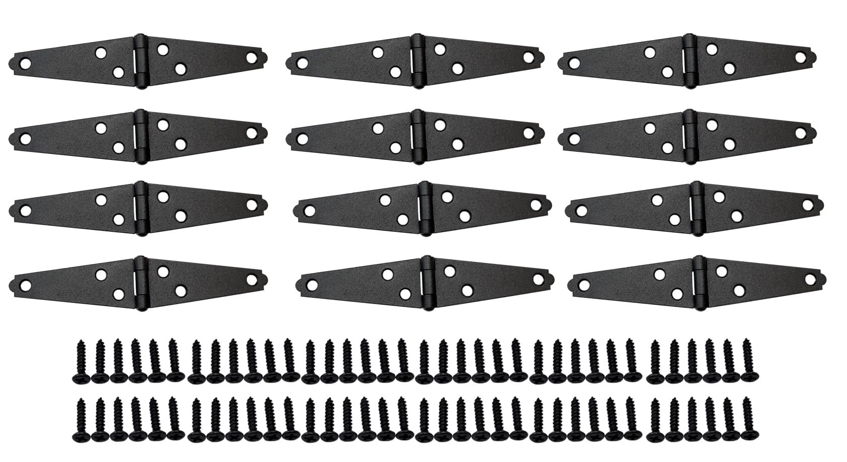 Charnières à sangle légère QCAA en acier noir mat de 7.6 cm pour porte de placard