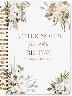 White Floral Wedding Notebook Journal 5.5x8.3, Wedding Engagement Gifts for Couples, Bridal Gifts for Bride Notebooks for Note Taking, Little Notes for the Big Day Spiral Journal