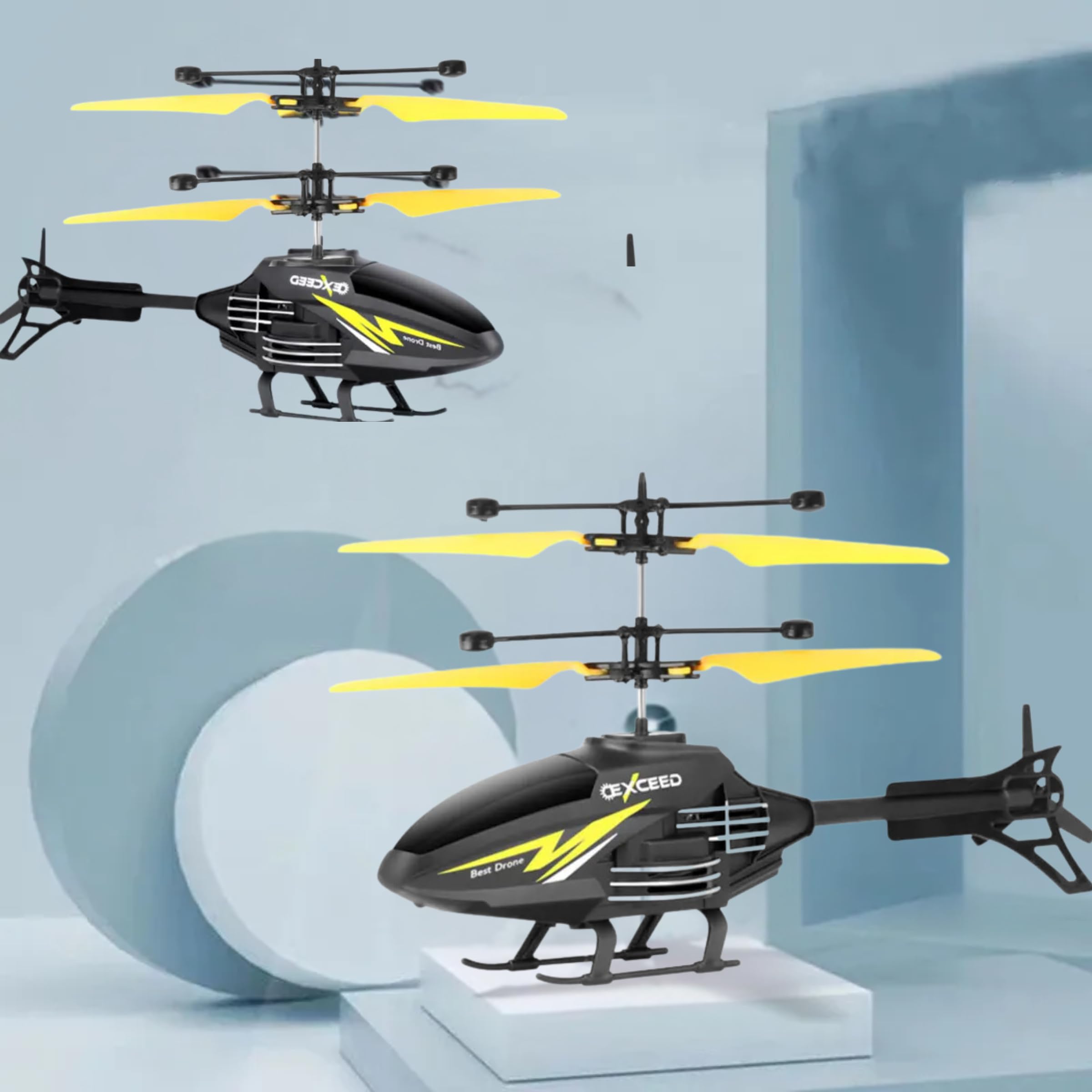 VRIKRION Toy Flying Helicoptrr,Remote Control Helicopterr for 6 + Years Boys Indoor and Outdoor Helicopter, Palm Sensing Helicopter with led Lights (Pack of 1) (YELLOWBLK)