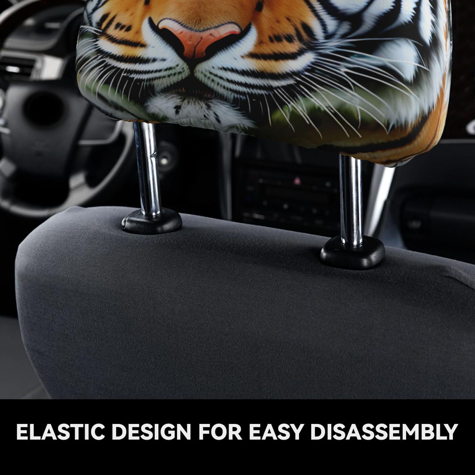 HYTTER Blu Arancione Turtleback Bamboo Pattern Car Poggiatesta Cover Set 2 pezzi Accessori Interni Decorazione Fit Auto Furgoni Camion Universale Sedile Accessori