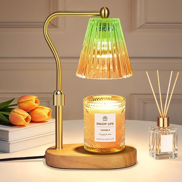 seenlast Green Gold Candle Warmer Lamp with Timer Dimmer Adjustable Height,Mothers Day Gifts,Electric Wax Warmer Vintage Home Decor for Scented Jar Candles,Birthday Gifts for Women