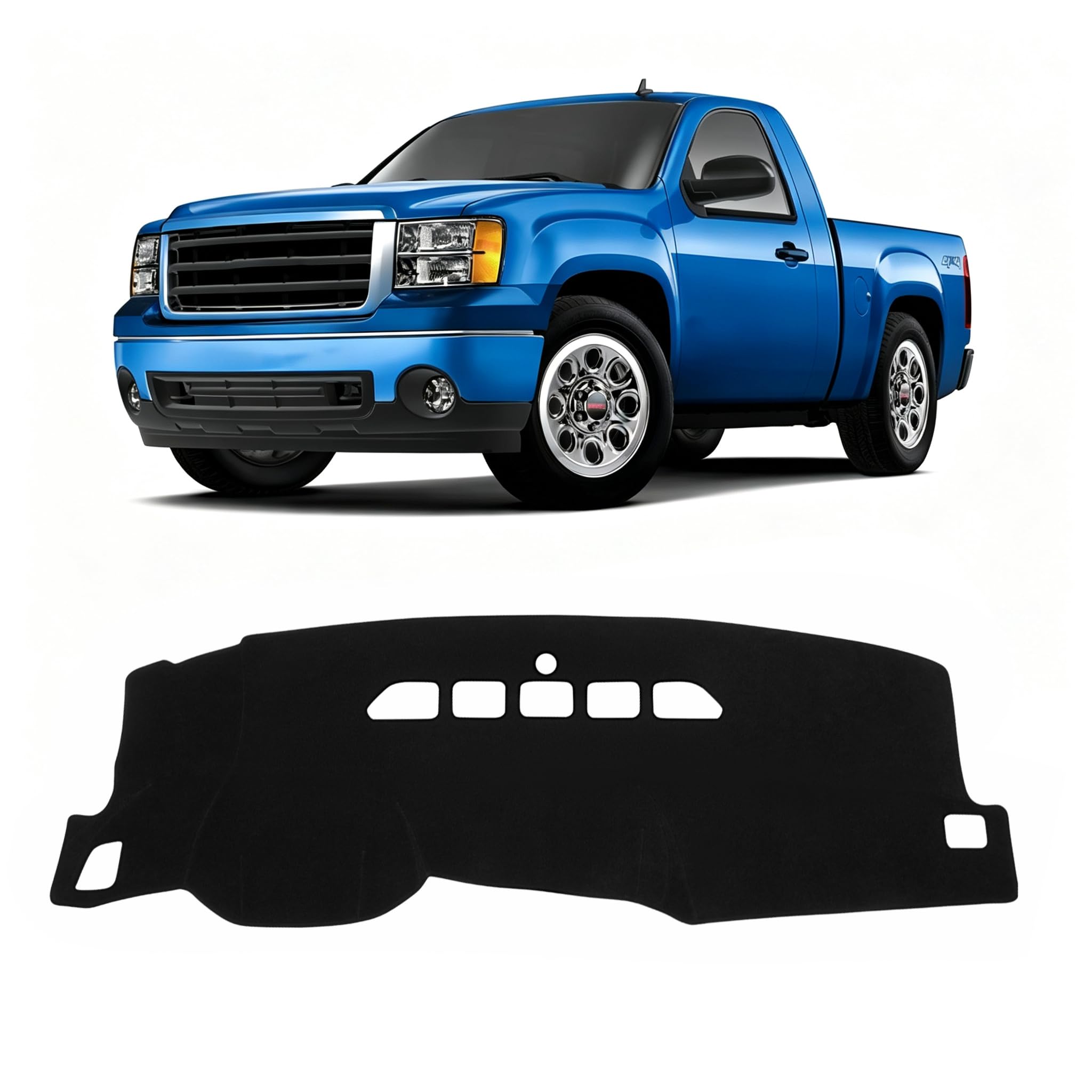 KUST Black Dash Cover for 2007-2013 Chevy Silverado/GMC Sierra/Chevy Avalanche/GMC Yukon/GMC Yukon XL/Chevrolet Tahoe/Suburban (Only Fit 2 Glove Box Dashboard)
