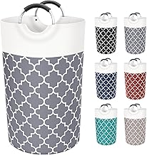 82L Large Laundry Basket, Collapsible Laundry Bag, Freestanding Tall Clothes Hamper, Foldable Washing Bin (GREY 1)