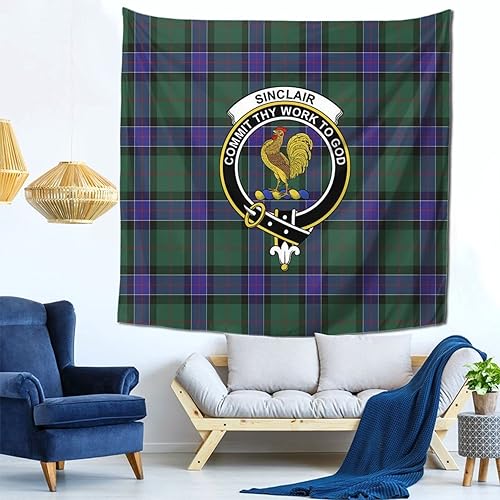 Hei Bai.JZQ Sinclair - Tapiz para colgar en la pared, diseño moderno de tartán, diseño de clan, póster para dormitorio, sala de estar, decoración
