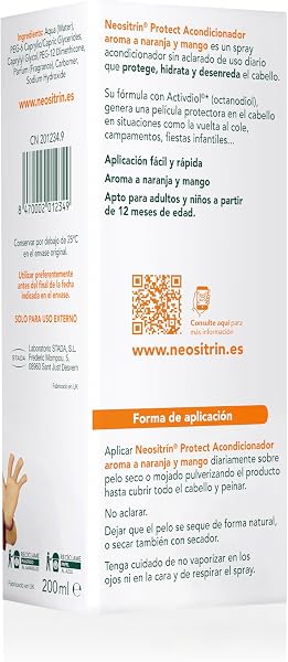 Neositrin, Protect Spray Acondicionador, Protección Diaria Contra Piojos, Desenreda sin Aclarado, Aroma Frutal, A partir de 1 Año, 200ml - 2