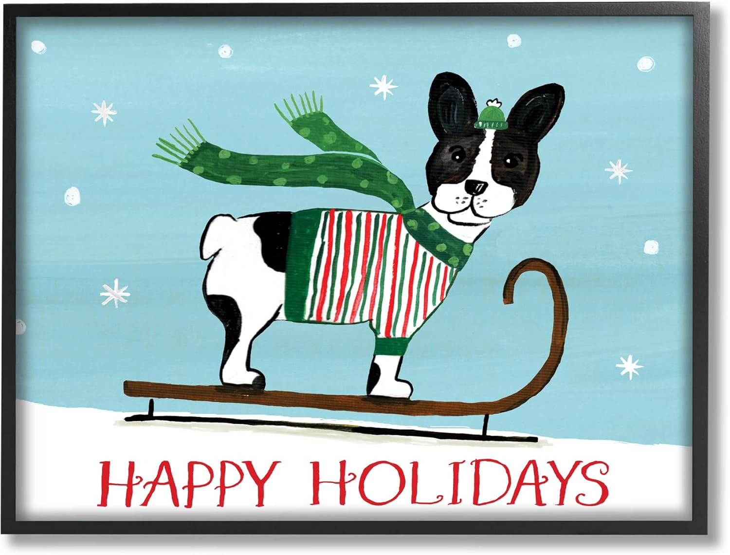 Stupell Industries Dog Sledding Holiday Snowscape Scene Falling Snowflakes, Design by Heather Strianese