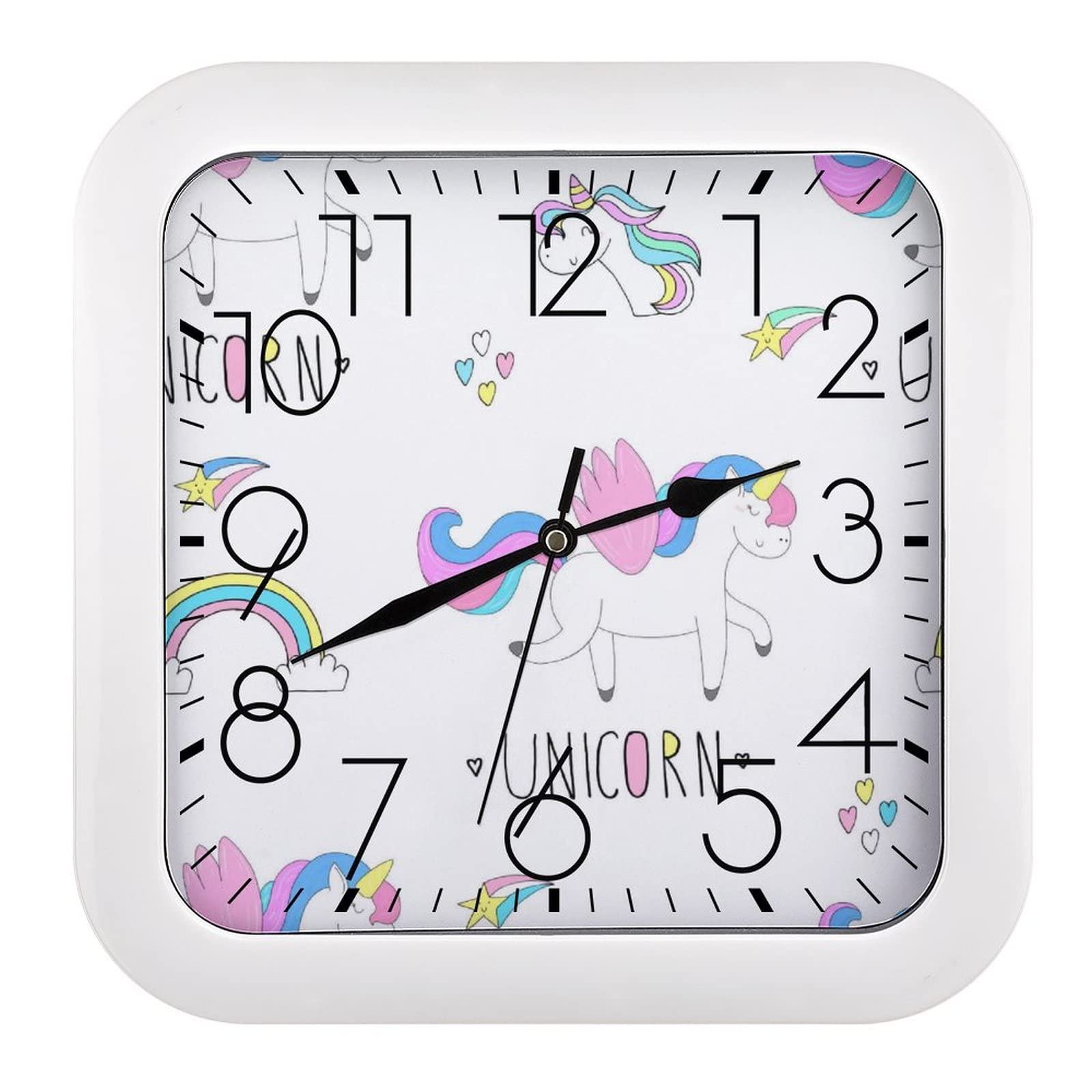 Pendule murale licorne blanche silencieuse moderne pour maison 26cm