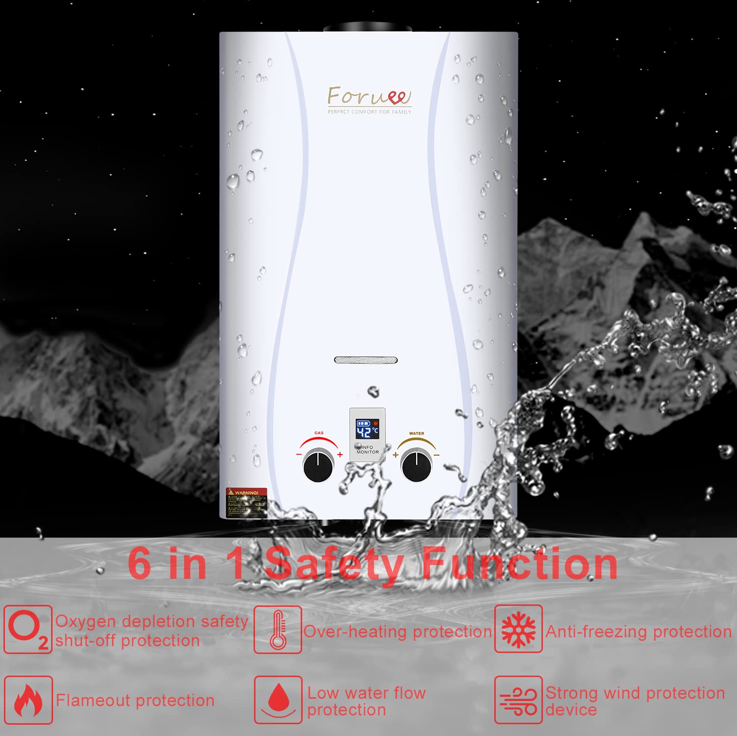 Amazon.com: Tankless Water Heater Propane Shower, 2.64GPM/10Litre Capacity,  6-IN-1 Multiple Protection, 7 More Usage Scenarios, Low Pressure Startup,  White… : Everything Else