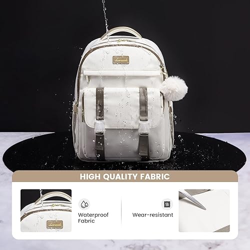 Miniatura 5 de LOVEVOOK Mochila para laptop para mujer bolsas de computadora de negocios para viajes de trabajo, Beige-caqui, Mochila