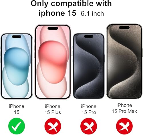 Miniatura 2 de Protector de pantalla de vidrio templado para iPhone 15 de 6.1 pulgadas con kit de instalación sin polvo, sin burbujas, compatible con fundas,