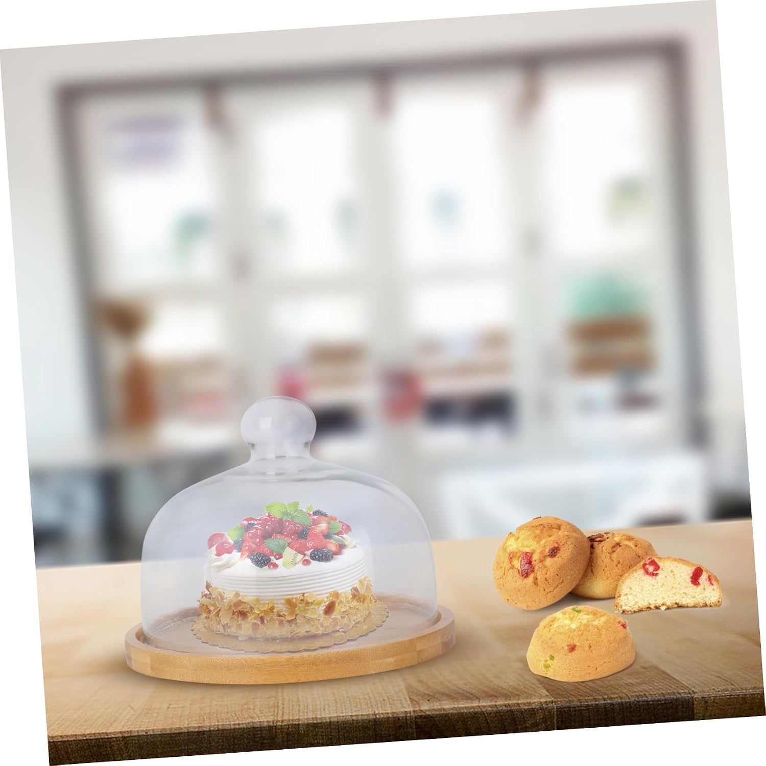 1pc Food-grade Glass Dome Cake Portable Cake and Cupcake Carrier for and Storage for Pies Desserts and Salad Display